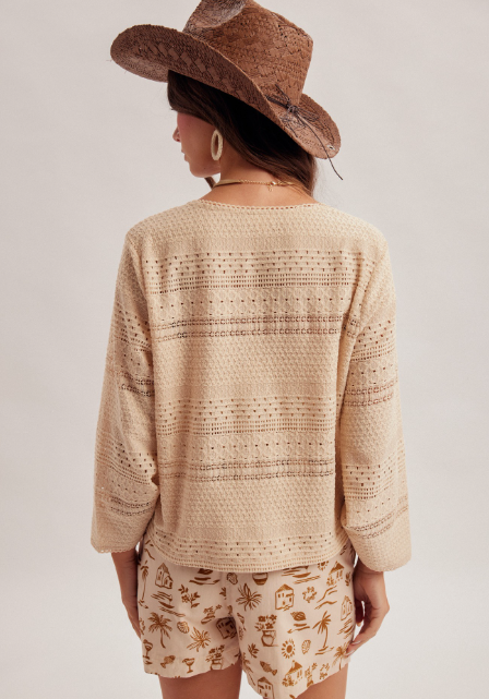 Drawstring Bell Sleeve Top