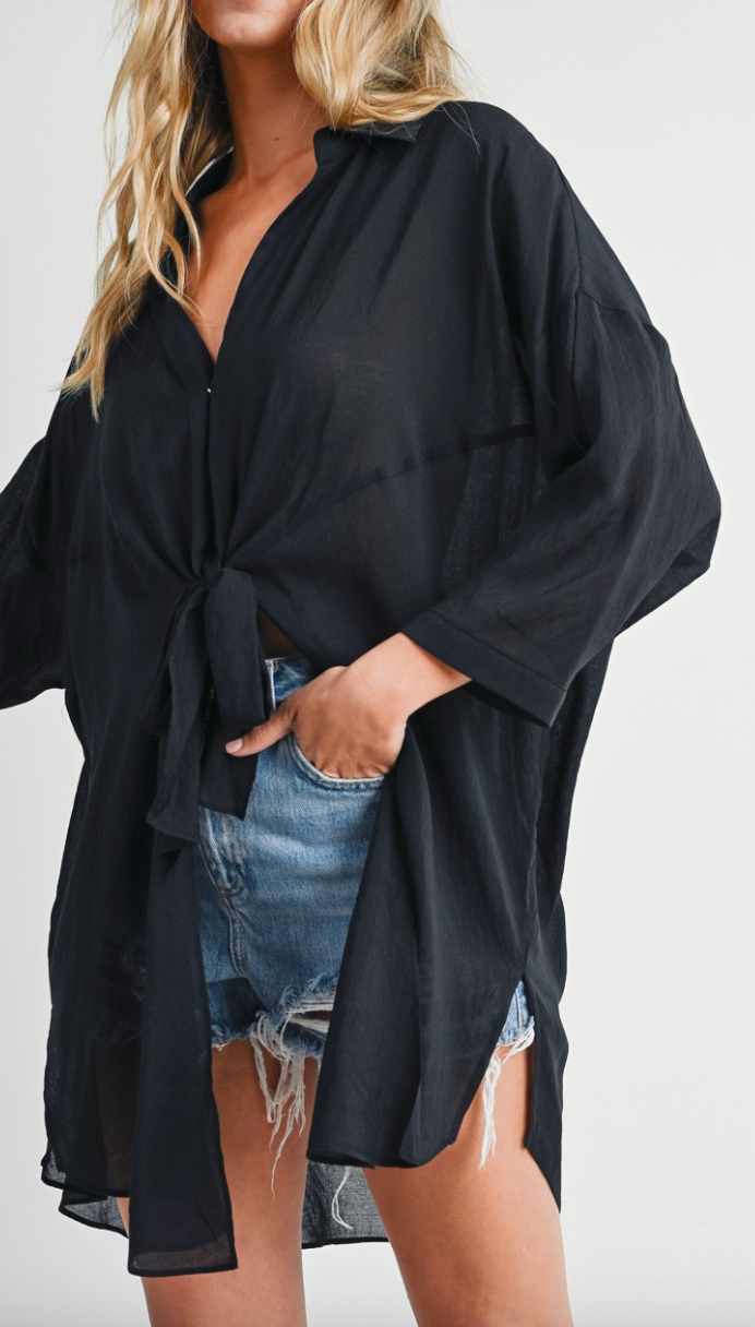 Tie-front Tunic Shirt