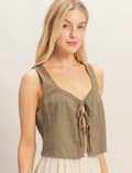Sleeveless Tie-Front Top