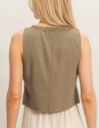 Sleeveless Tie-Front Top