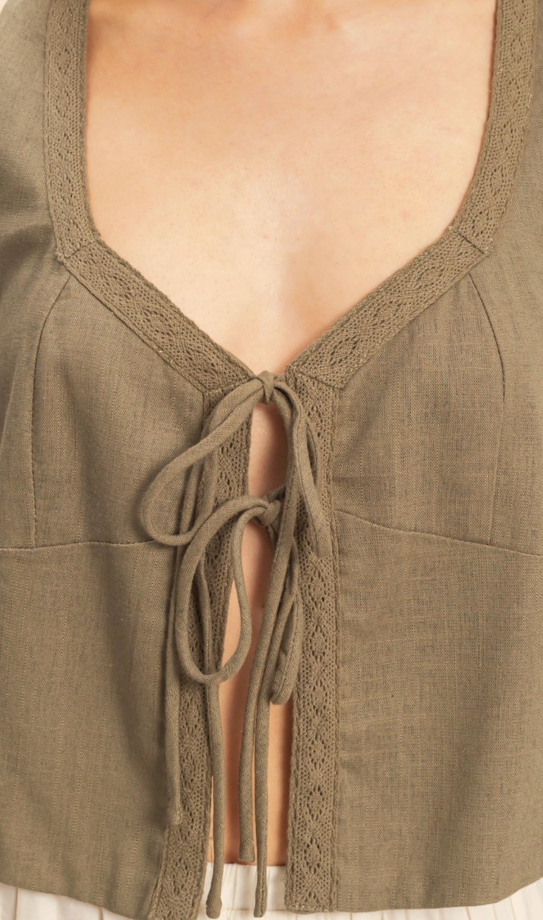 Sleeveless Tie-Front Top