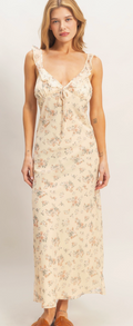 Floral Ruffle Strap Midi Dress