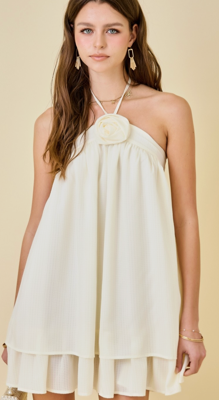 Halter Flare Two Tiered Dress