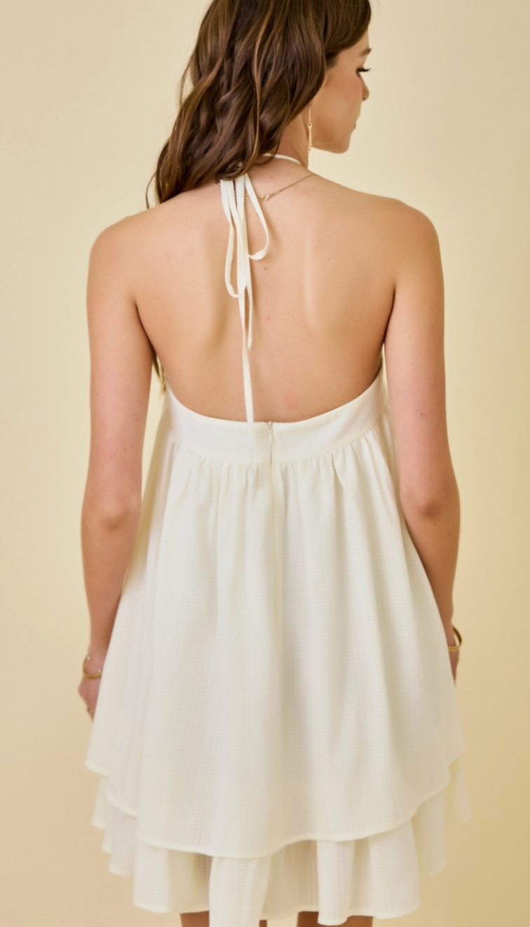 Halter Flare Two Tiered Dress