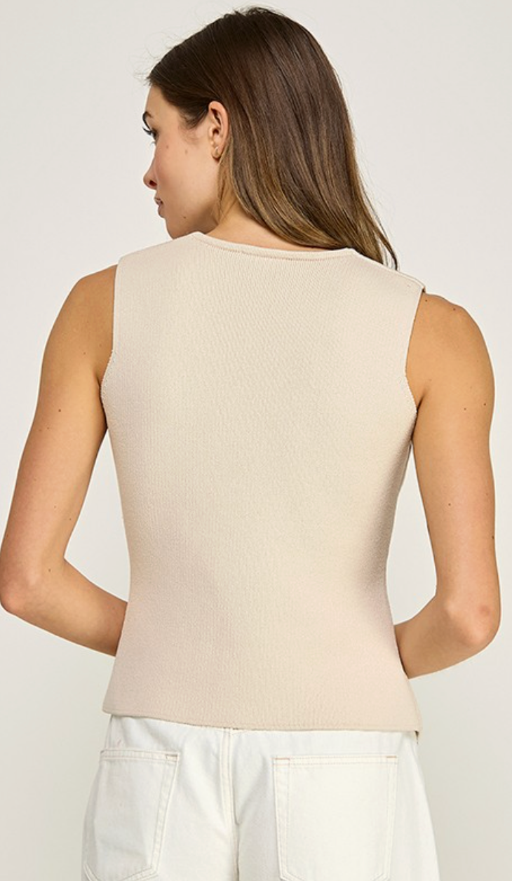 Gold Button Split Vest