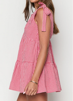Tie-Strap Mini Gingham Dress