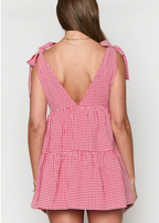 Tie-Strap Mini Gingham Dress