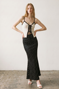 Polka Dot Satin Maxi Skirt