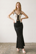 Polka Dot Satin Maxi Skirt