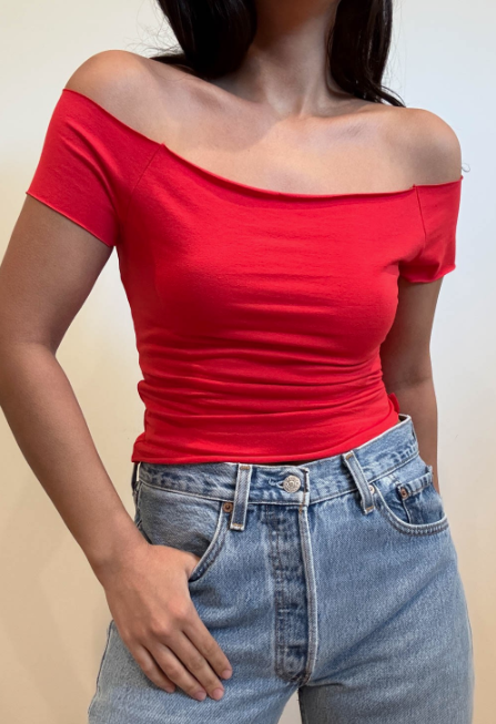 Boat Neck Cap Sleeve Tee