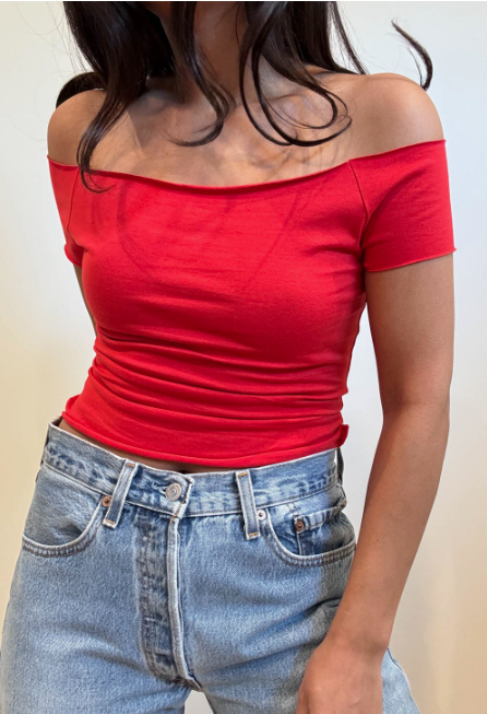 Boat Neck Cap Sleeve Tee