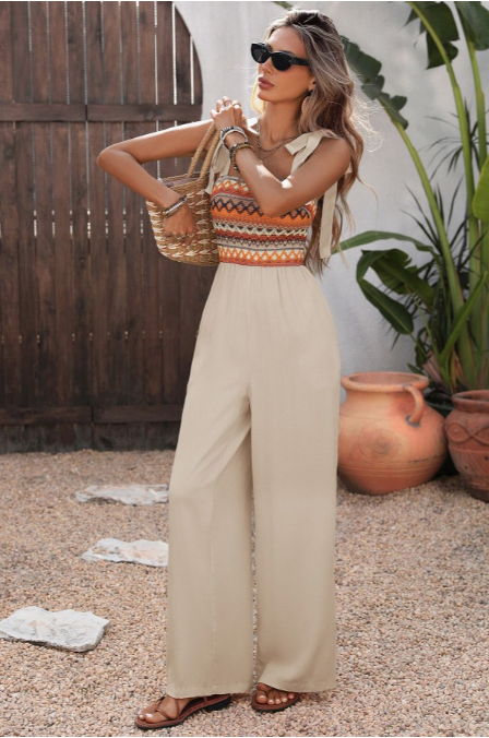 Embroidered Strap Jumpsuit