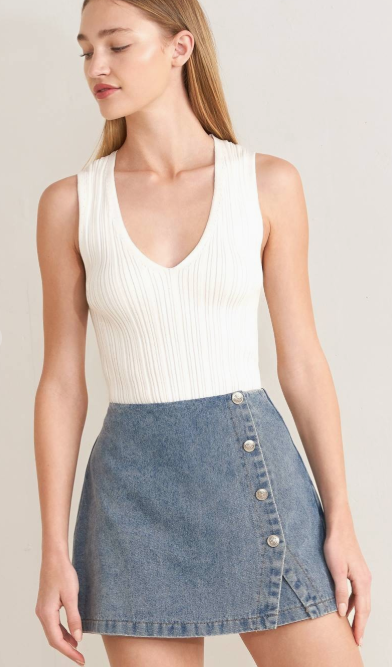 Washed Denim Skort