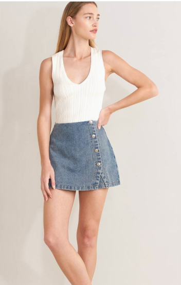 Washed Denim Skort