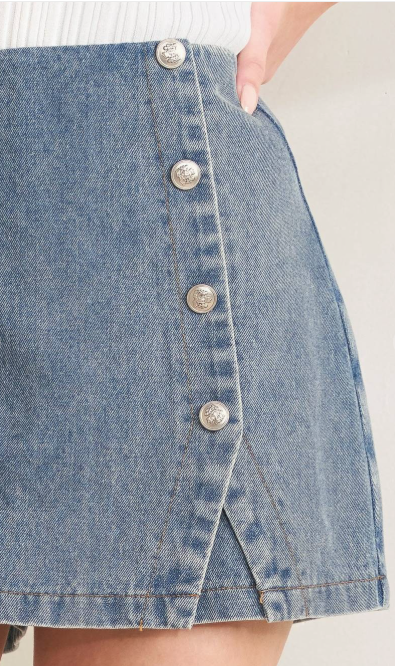 Washed Denim Skort